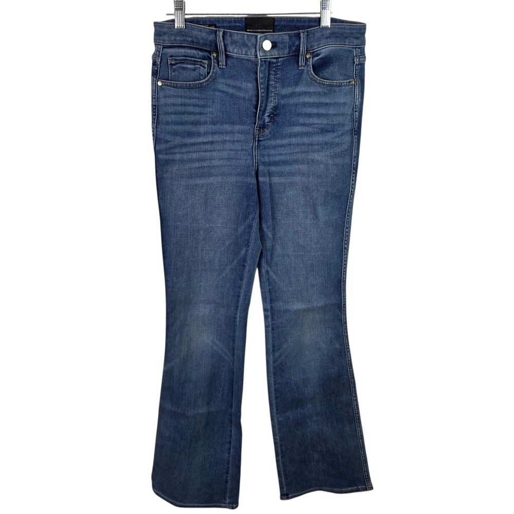 White House Black Market Skinny Flare Women 6 Blue Excellent High Rise Stretch